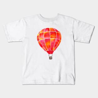 Watercolor Hot Air Balloon - red, orange, yellow Kids T-Shirt